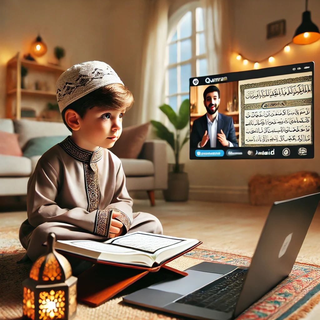Students learning Quran online